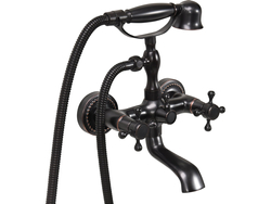 BATHTUB MIXER 'RETRO BLACK 1' WITH SHOWER SET