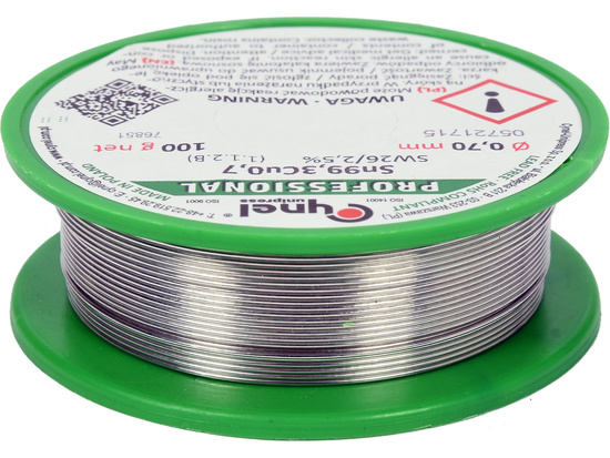 SPOIWO, DRUT LUTOWNICZY BEZOŁOWIOWY Z TOPNIKIEM NA SZPULI 0,7MM, 100G, SN99,3CU0,7