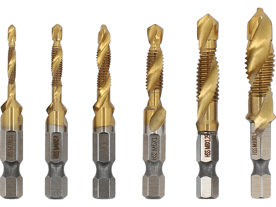 SET TRAPANO-FILETTATURA M3-M10 6 PEZZI ESAGONALI