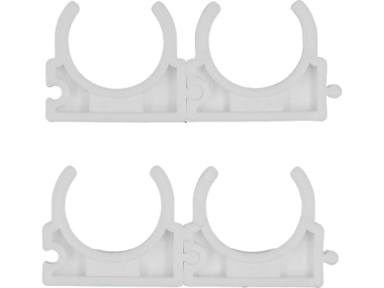SUPORTES, MONTAGEM, CLIPES INSTALADORES, ABERTOS PARA TUBOS DE 25MM, 4 UNIDADES.