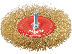 CIRCULAR BRUSH WITH SHAFT, CRIMPED BRASS WIRE