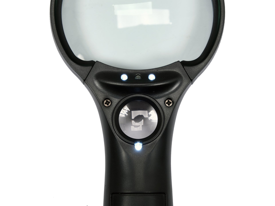 DIDINIMAS SU DU LENŠU 3,5X/45X SU LED FONINIU APŠVIETIMA 3 AAA BATERIJAMS