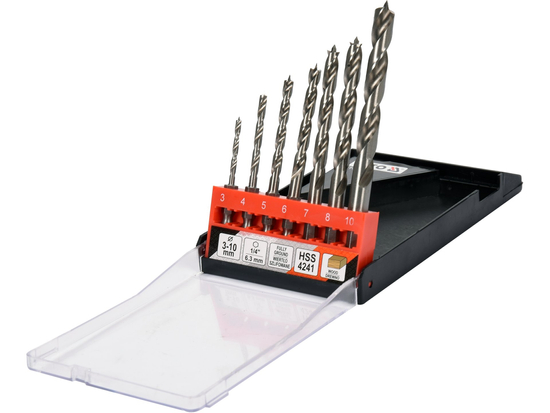 SPUR WOOD DRILL SET 3-10MM 7PCS HEX