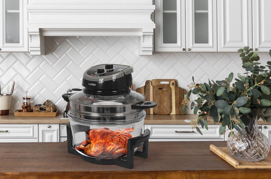 HALOGEN OVEN 17L BLACK WITH 9 ACCESSORIES