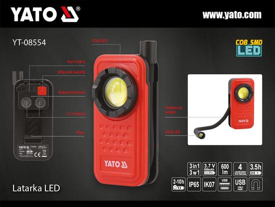 600LM 3-IN-1 PRACOVNÍ LAMPA