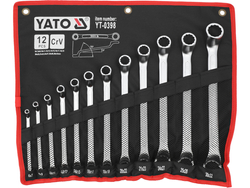 LLAVES DE ANILLO CURVADAS CON CABEZA PULIDA 6-32 MM, JUEGO DE 12 UDS.