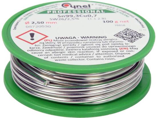 LEGANTE, FILO PER SALDATURA SENZA PIOMBO CON FLUSSO SU BOBINA 2,5 MM, 100 G, SN99,3CU0,7