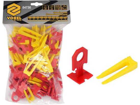 SISTEMA CLIPS+CUNEI PER LIVELLARE PIASTRELLE 3MM, 50+50 PZ.