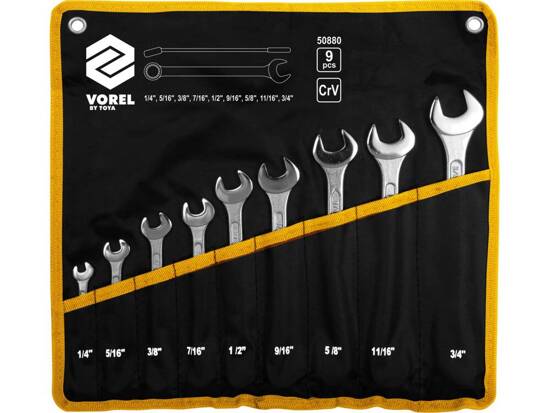 KOMBINĀCIJAS ATSLĒGAS, CRV, INCH 1/4''-3/4'', KOMPLEKTS 9 GAB.