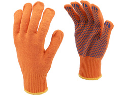 Rękawice bawełniane, nakrapiane, pomarańczowe, "sfd''