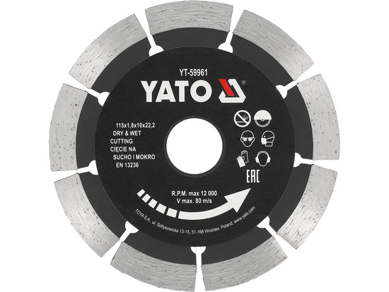 TARCZA DIAMENTOWA 115MM SEGMENTOWA DO BETONU Z WYSOKIM SEGMENTEM