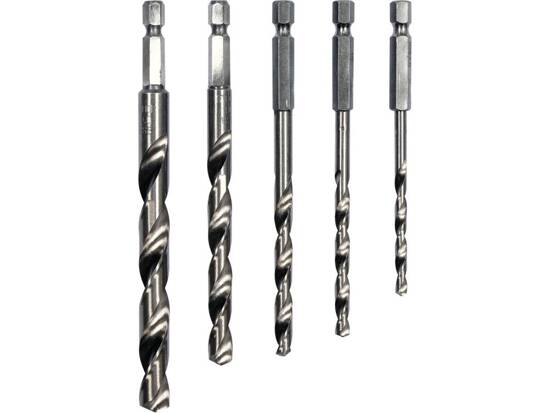 CONJUNTO DE BROCA DE METAL HSS, 5 PCS, 4-10 MM, CABO HEXAGONAL 1/4''