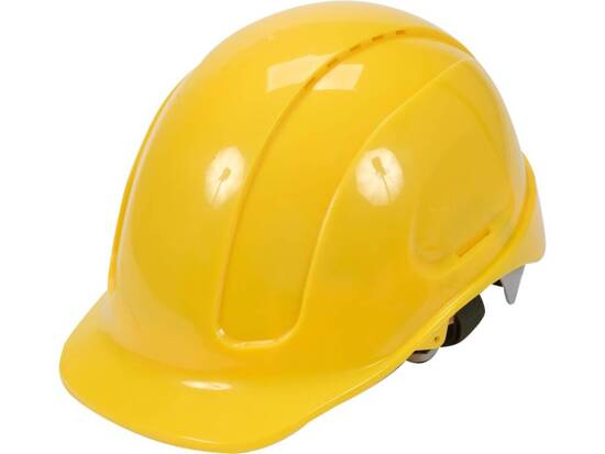 CASCO PROTECTOR AMARILLO ALTO CONFORT AJUSTE RÁPIDO ABS