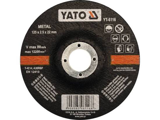 DISCO DE CORTE PARA METAL CONVEXO 125X2,5X22 MM