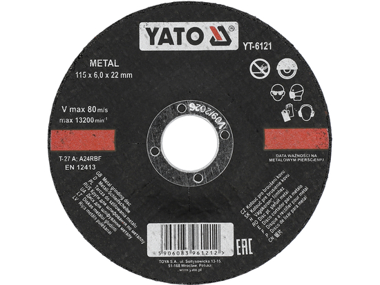 DISCO DE DESBASTE PARA METAL 115X6,0X22 MM / 5 UNDS.