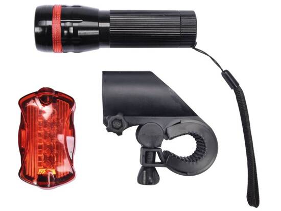 JUEGO DE LÁMPARAS PARA BICICLETA: DELANTERA LED 3W + TRASERA 5 LED